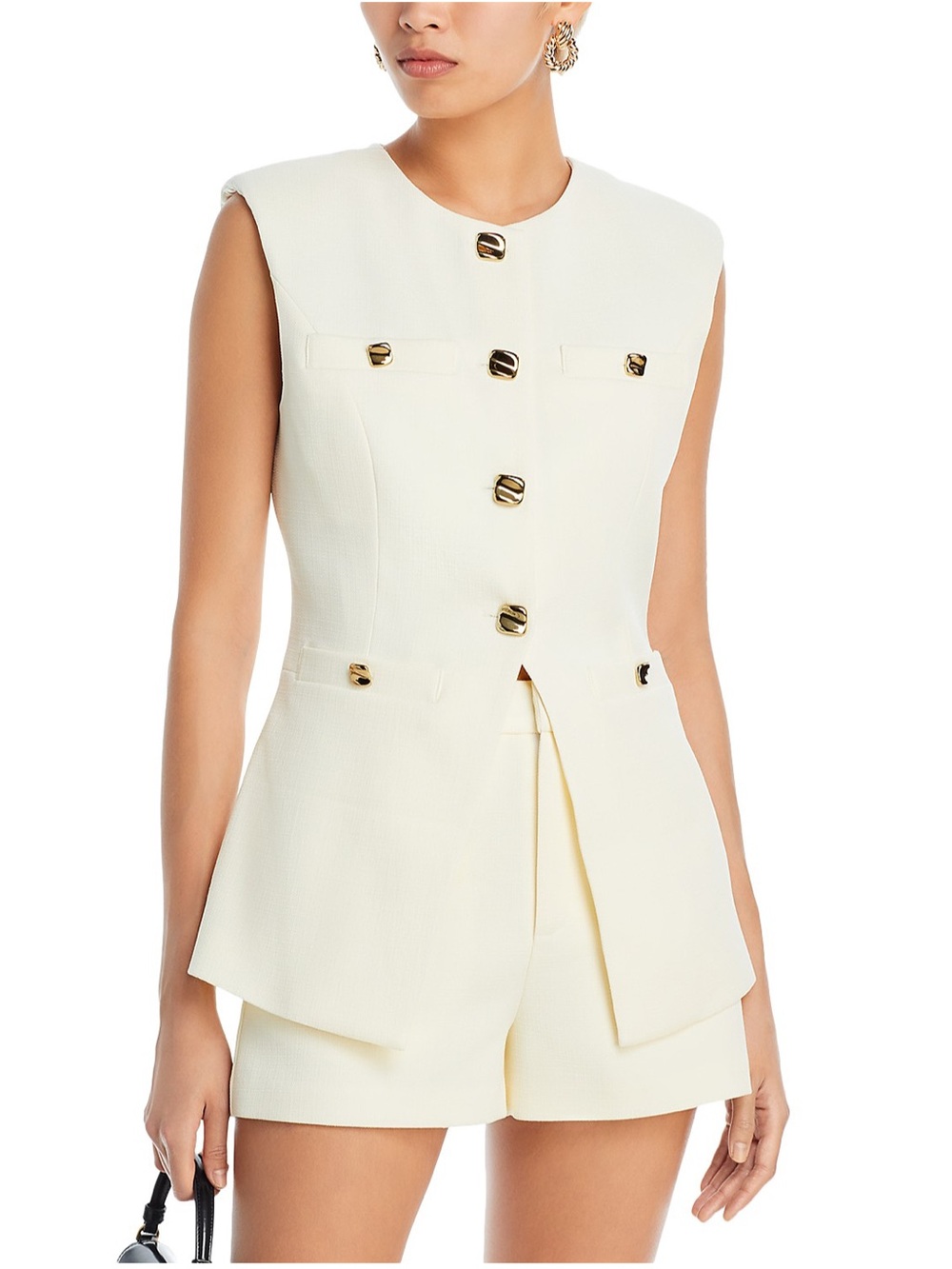 Endless Rose Tailored Cream Sleeveless Button Vest Size Small